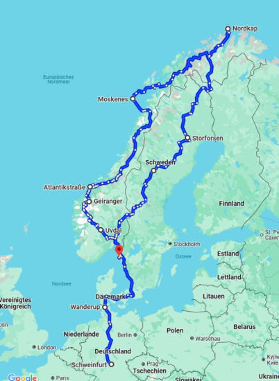 Unsere Nordkap Route 2024