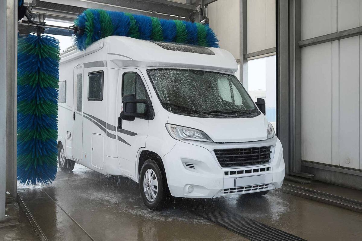 Wohnmobil in der Waschanlage reinigen